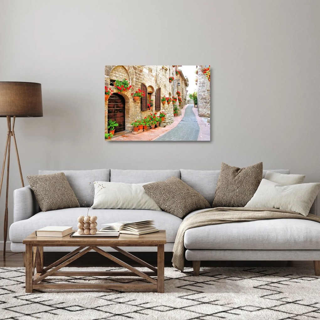Kép - festői olasz sikátor (üvegen) (70x50 cm)
