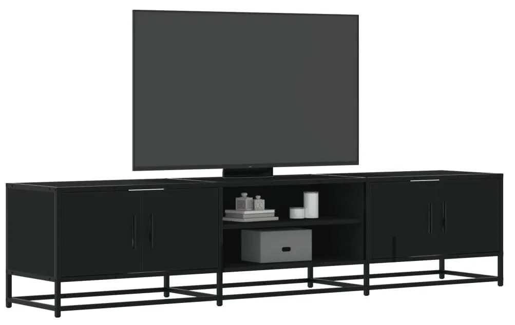fekete szerelt fa TV-szekrény 180 x 35 x 41 cm