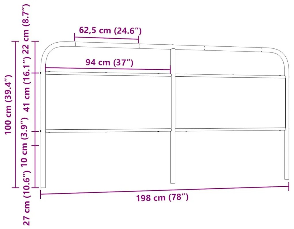 barna tölgy színű acél és szerelt fa fejtámla 190 cm