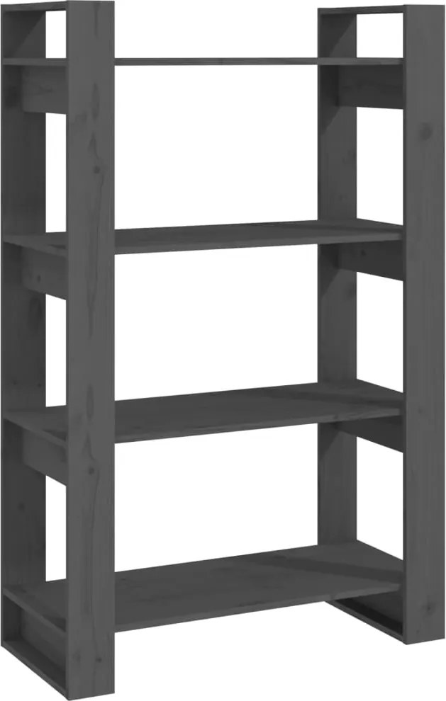 vidaXL szürke tömör fenyőfa könyvszekrény/térelválasztó 80x35x125 cm