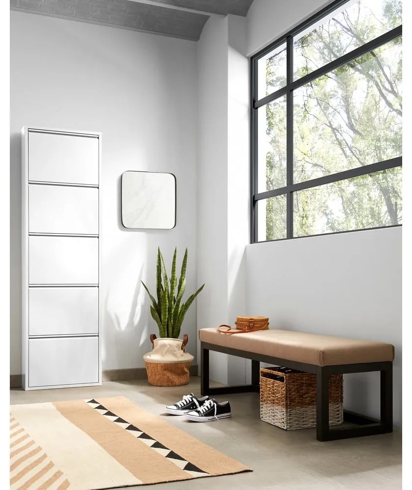 Fehér fém billenő ajtós cipőtartó 50x169x15 cm Ode – Kave Home