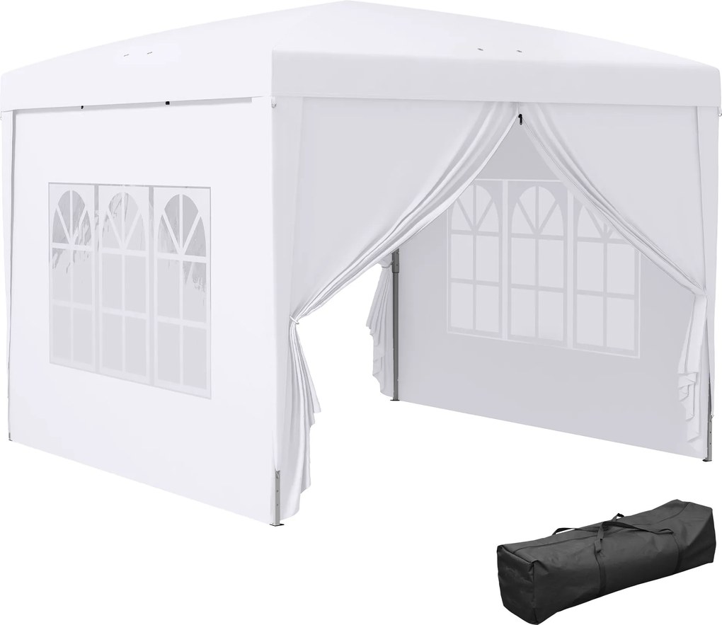 Outsunny Pavilon kb. 3x3m, vízlepergető Stabil Télálló Pop-up Összecsukható Pavilon, UV Védelem 50+, Összecsukható Rendezvény Sátor Kerteteg Nappali P