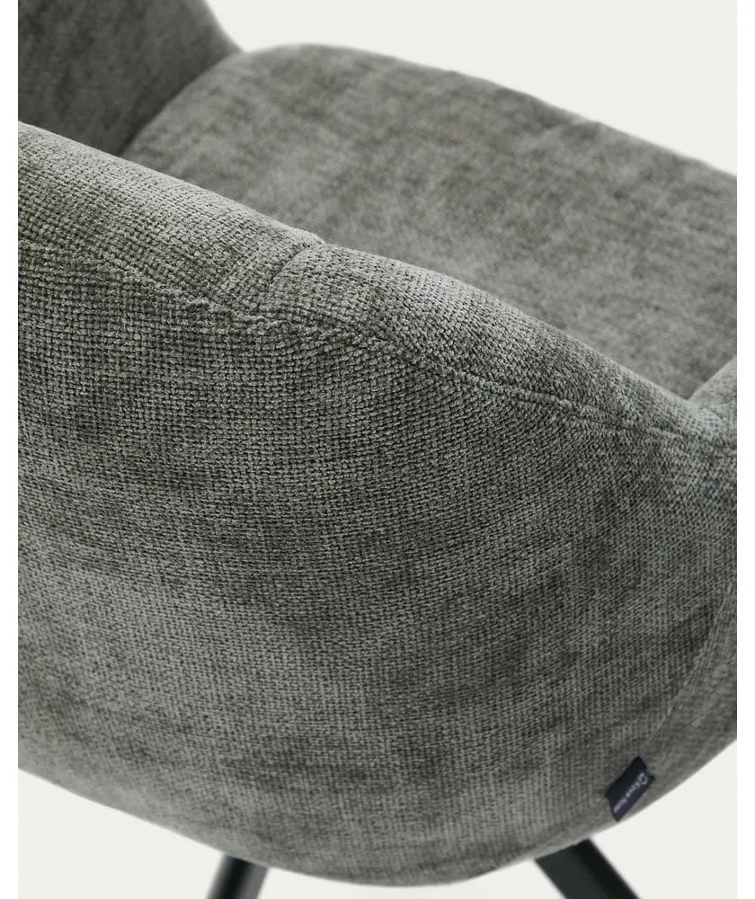 Sötétzöld kárpitozott karfás étkezőfotel Dorina – Kave Home