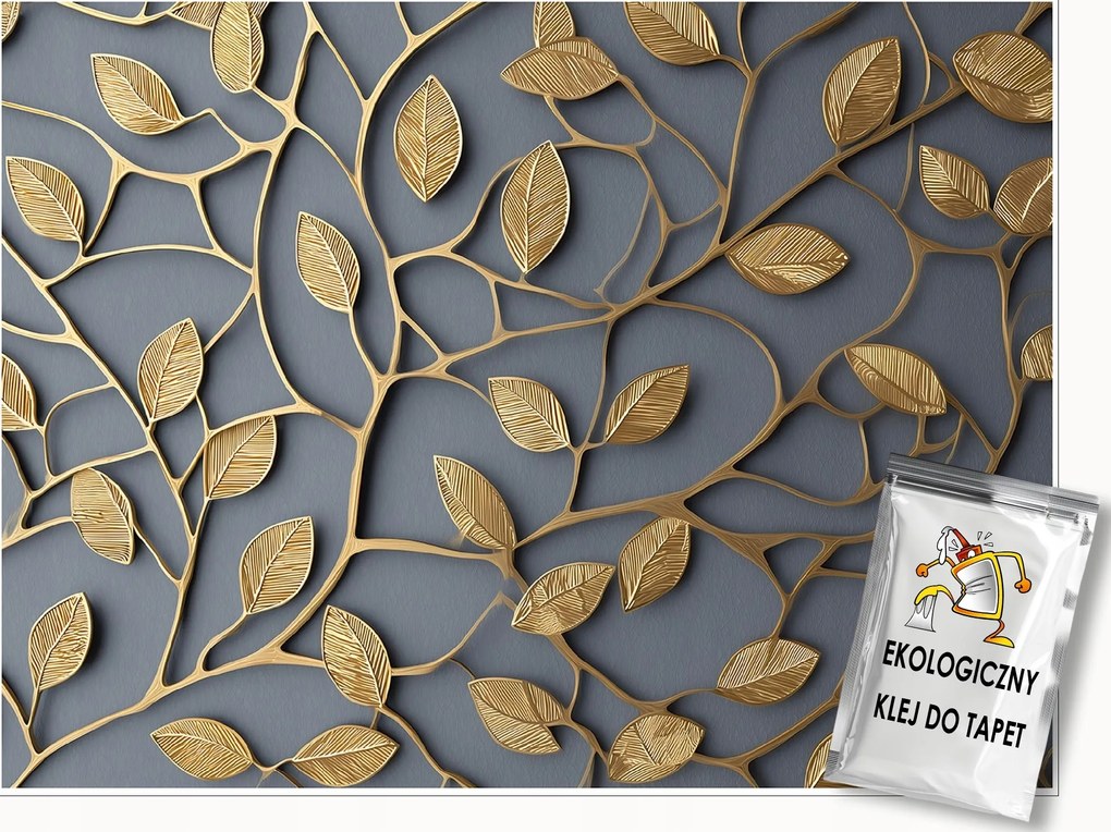 Fotótapéta Levelek Arany Absztrakt Falra Hálószoba Nappali 300x210