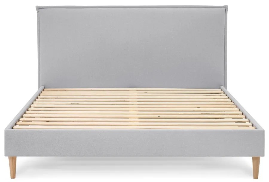 Világosszürke kárpitozott franciaágy ágyráccsal 160x200 cm Sary – Bobochic Paris