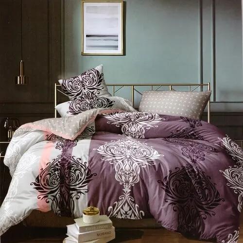 bordó lilás szürke mintával pamut ágynemű
