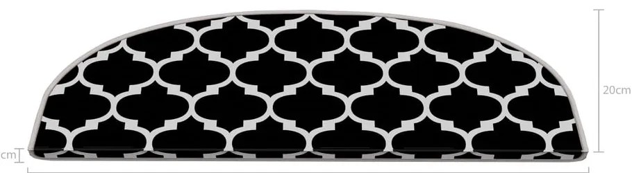 Fekete-fehér lépcsőszőnyeg szett 16 db-os 20x65 cm Madalyon – Vitaus