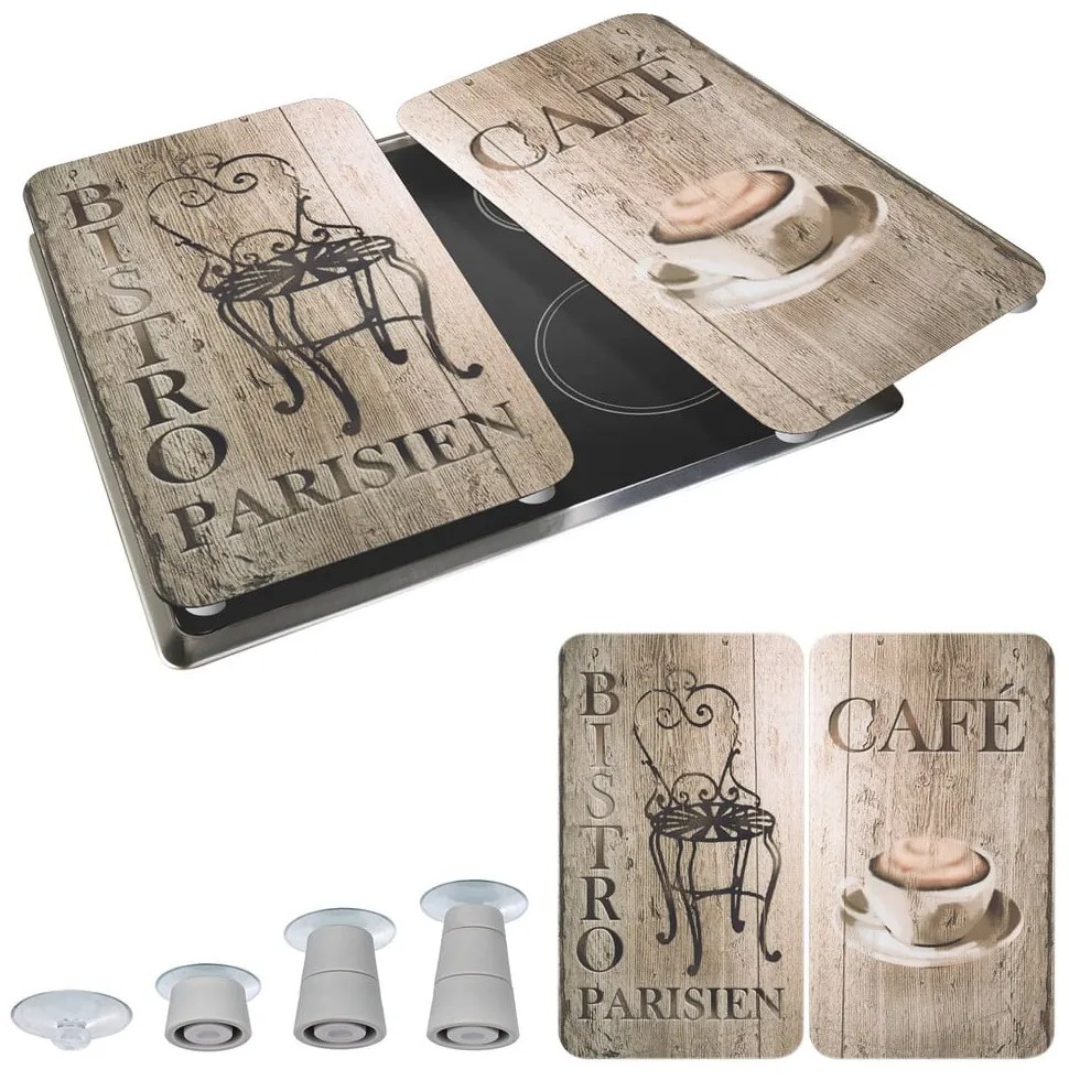 Edzett üveg tűzhely fedőlap szett 2 db-os 30x52 cm Bistrot – Wenko