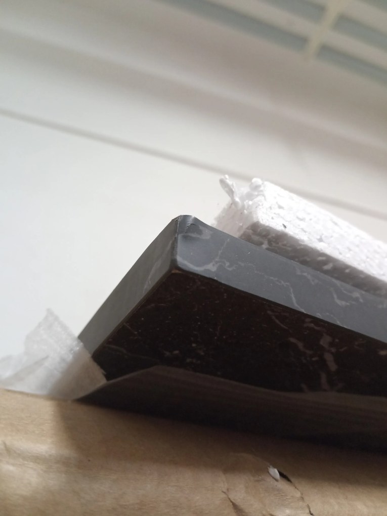 AKCIÓ Fekete étkezőasztal RAMOD 100x60 cm, márvány dekor, II. osztály