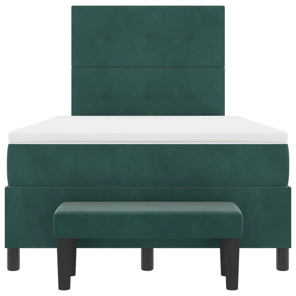 Boxspring Ágy matraccal és paddal Sötét Zöld 120x200 cm Bársony