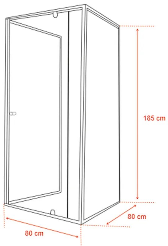 Flexi 80x80 cm falsíkra szerelhető szögletes zuhanykabin zuhanytálca nélkül