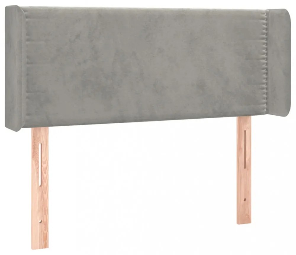 világosszürke bársony LED-es fejtámla 103 x 16 x 78/88 cm