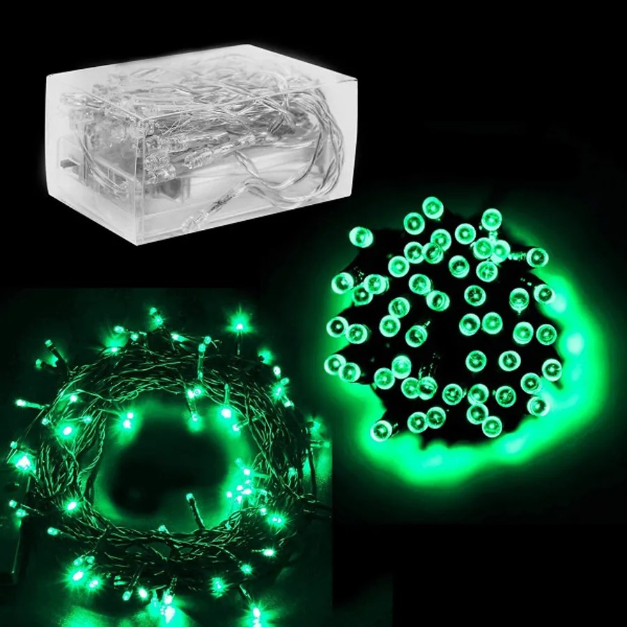 50 LED-es elemes fényfüzér, zöld, 5 m