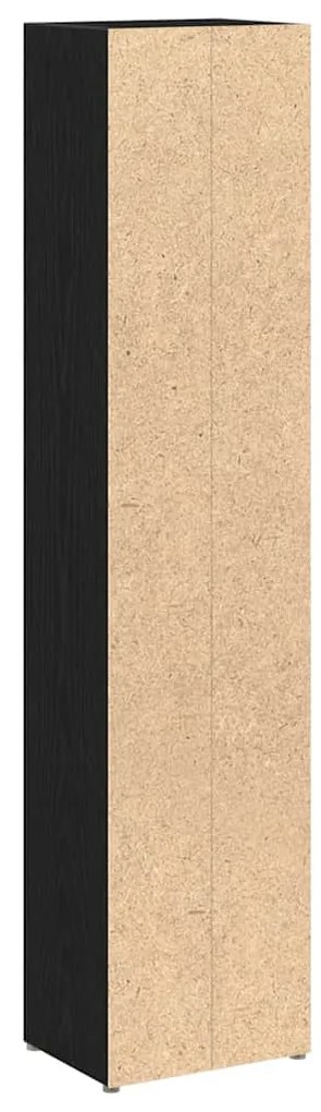 2 db fekete tölgy színű szerelt fa CD-szekrény 21x16x93,5 cm