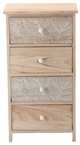 Komód LUIZA 4 fiókkal - boho design, 40 x 29 x 73 cm, 40 x 29 x 73 cm