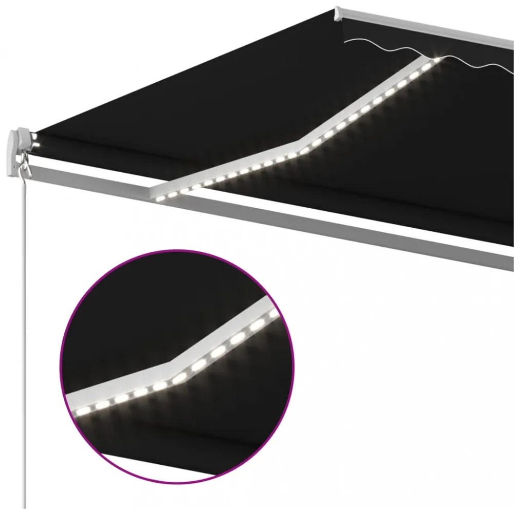 antracitszürke szélérzékelős és LED-es napellenző 4 x 3,5 m