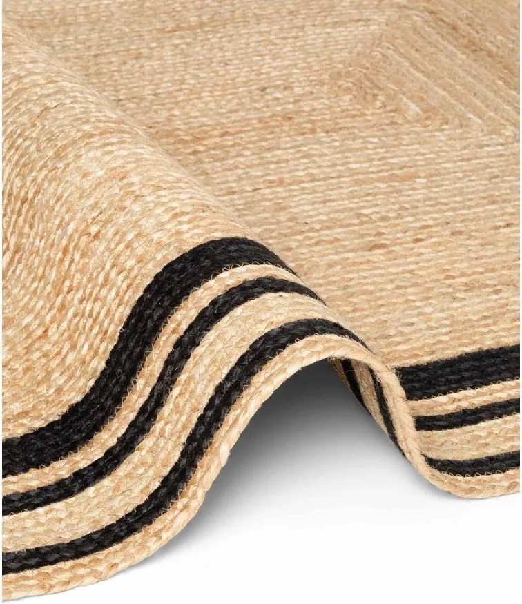 Fekete-natúr színű kétoldalas-kézi szövésű juta szőnyeg 120x170 cm Jutta – Hanse Home
