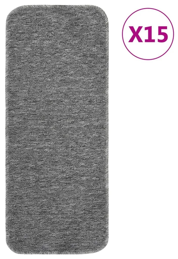 15 db szürke négyszögű csúszásmentes lépcsőszőnyeg 60 x 25 cm