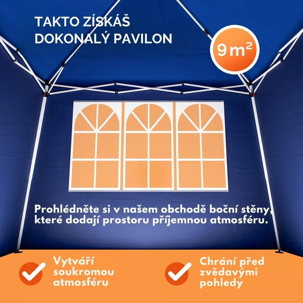 CAPRI party-sátor / rögzített pavilon, 3x3m, kék Casaria