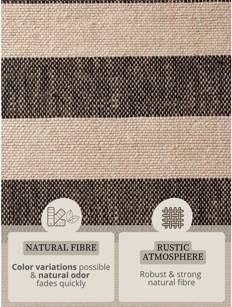 Fekete-krémszínű kétoldalas-kézi szövésű juta szőnyeg 160x230 cm Playa – Hanse Home