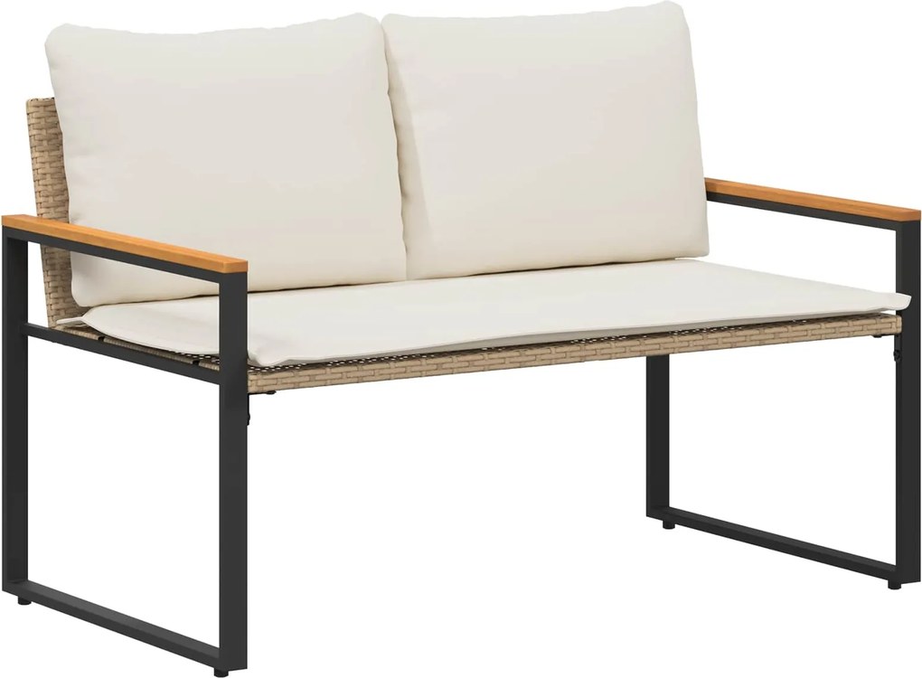vidaXL pad párnával Beige és Krémszínű 115 x 65 x 72 cm Rattan