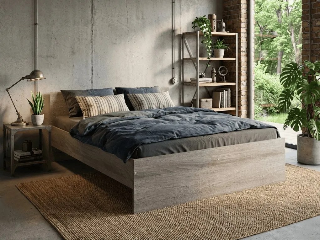 Ágy ELISA 160 x 200 cm, szarvasgomba tölgy Ágyrács: Ágyrács nélkül, Matrac: Deluxe 10 cm matrac