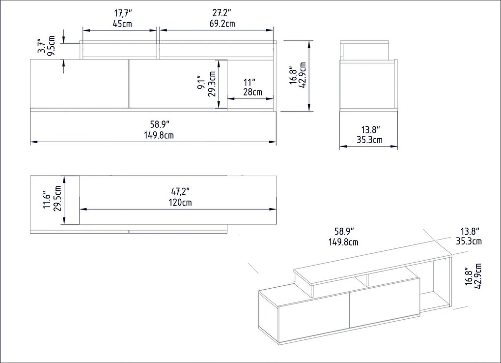 TV szekrény Nexera - Walnut, Black