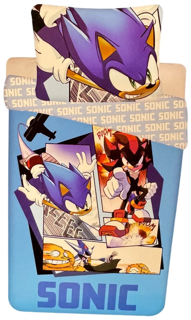 DISNEY SONIC pamut ágynemű Ágynemű mérete: 140x200 cm, A csomag tartalma: Készletcsomagolás