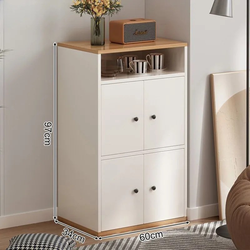 Komód hálószoba nappali bútor 4 ajtós szekrény 50x24x106 cm fehér PN02