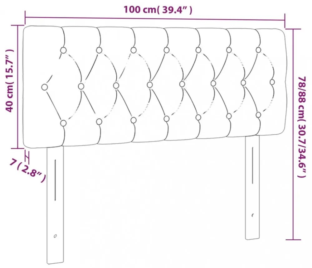sötétszürke bársony LED-es fejtámla 100 x 7 x 78/88 cm