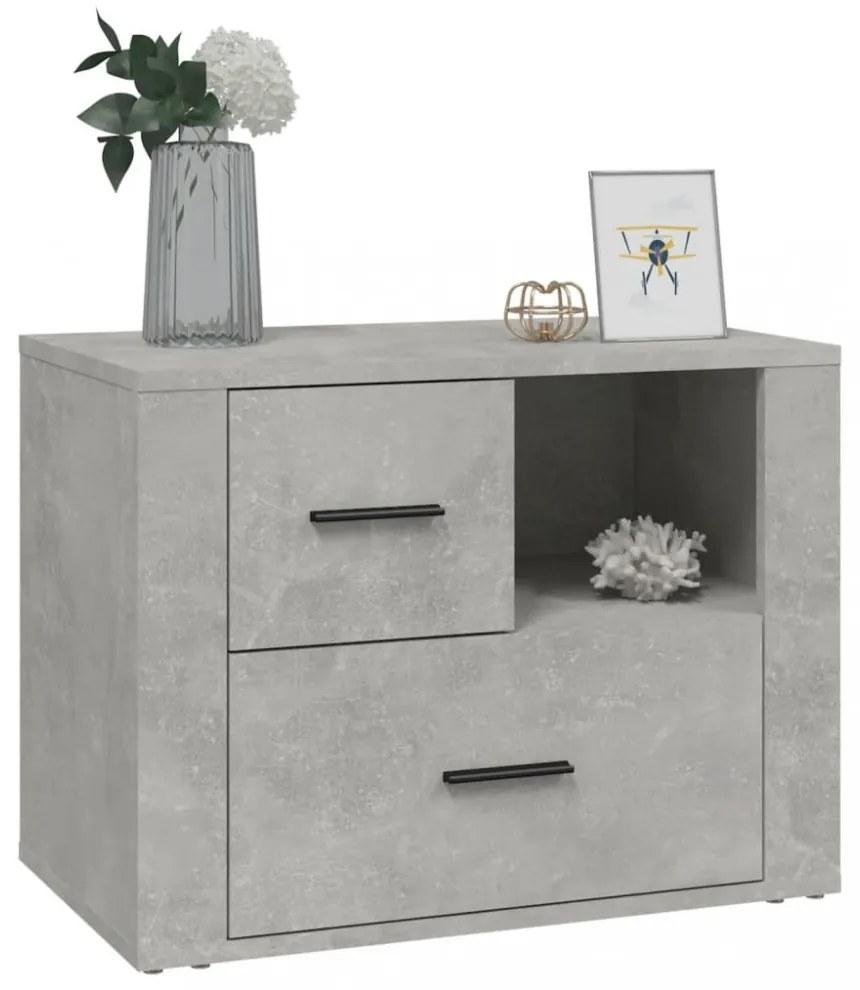 betonszürke szerelt fa éjjeliszekrény 60 x 36 x 45 cm