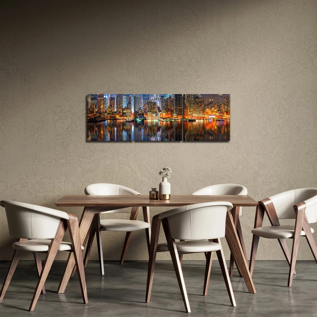 Manhattan képe éjjel (órával) (90x30 cm)