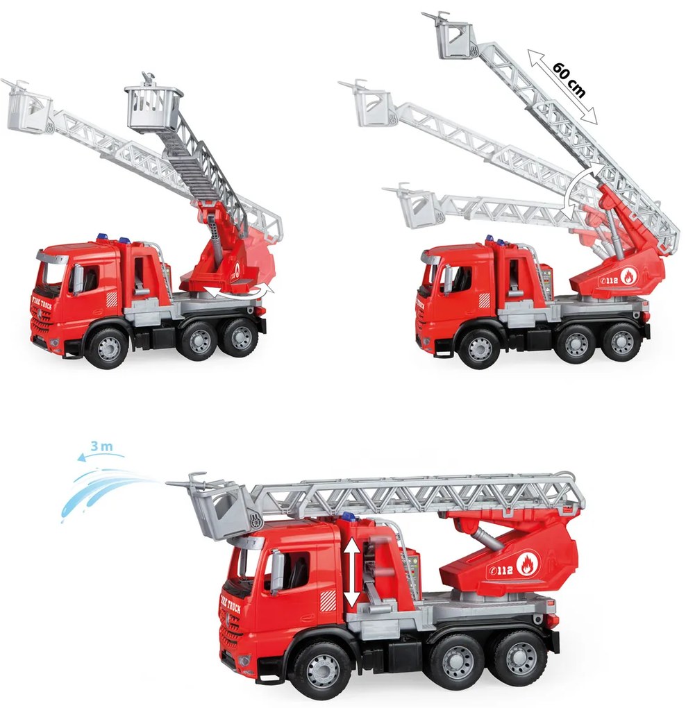 Lena tűzoltóautó működő locsolópermetezővel Mercedes Benz Arocs, 47 cm