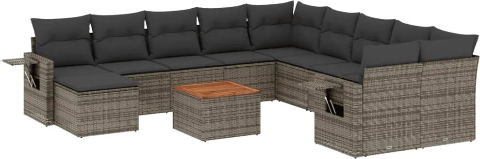 vidaXL 12 részes szürke polyrattan kerti ülőgarnitúra párnákkal