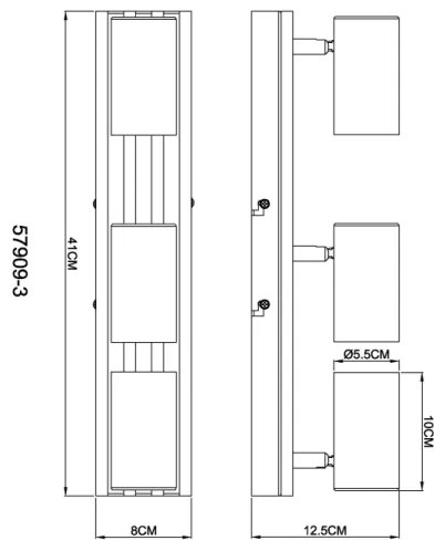 Globo 57909-3 - Spotlámpa KAYDEN 3xGU10/25W/230V fekete