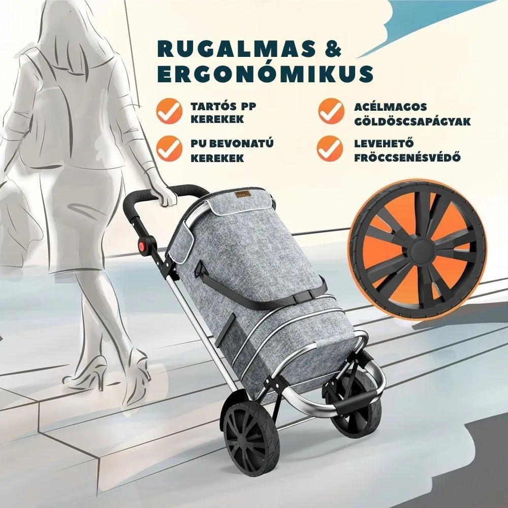 EASY bevásárlótáska kerekekkel, 50l, szürke Monzana