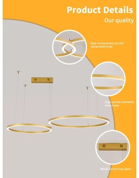 Immax NEO 07218L - LED dimmelhető FINO csillár 93W/230V 60/80cm arany Tuya+DO