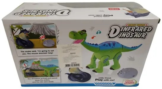 Sauropoda dinoszaurusz - önjáró dínó, világító szemekkel, kígyóval / távirányítós