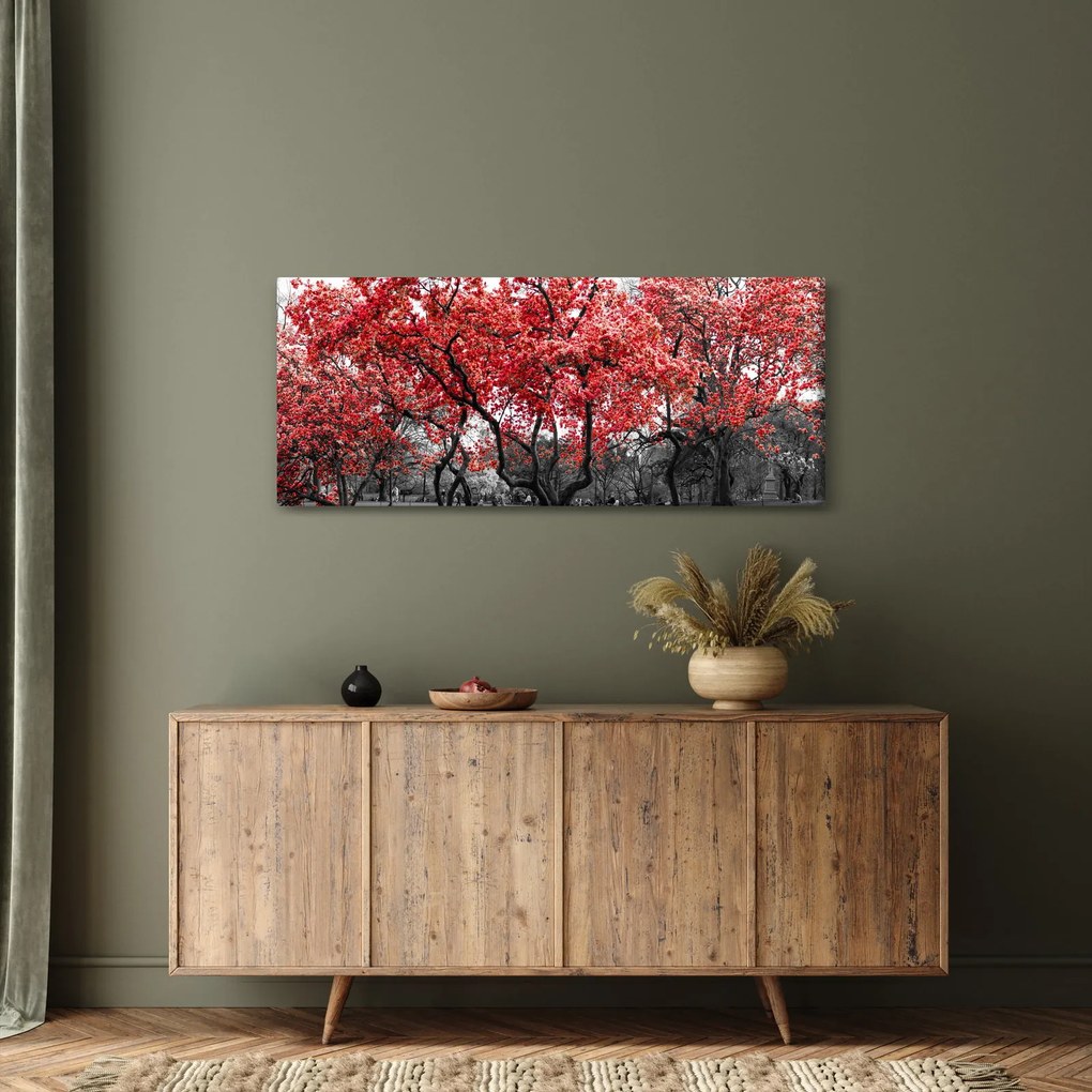 Kép - vörös fák, Central Park, New York (120x50 cm)