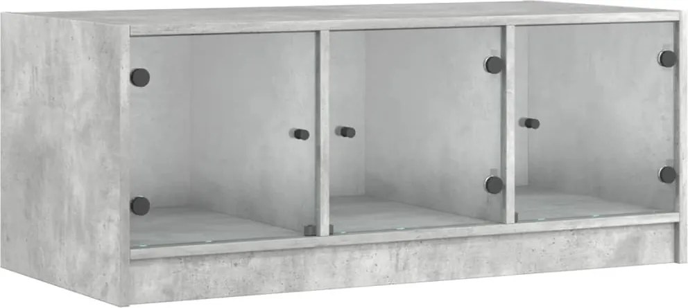 vidaXL betonszürke dohányzóasztal üvegajtókkal 102 x 50 x 42 cm