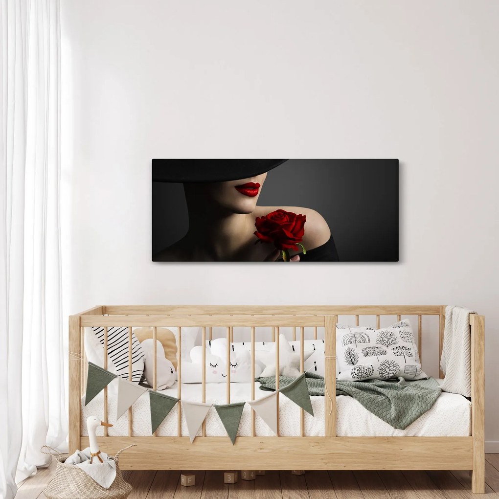 Kép - Nő egy rózsával (120x50 cm)