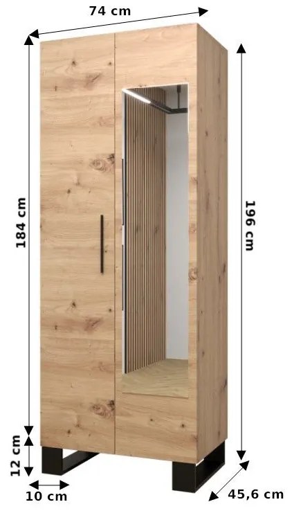 Előszobabútor Amanda 16 (artisan tölgy + fekete öko-bőr). 1086000