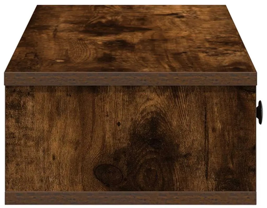 füstölt tölgy szerelt fa falipolc fiókokkal 100 x 37,5 x 19 cm