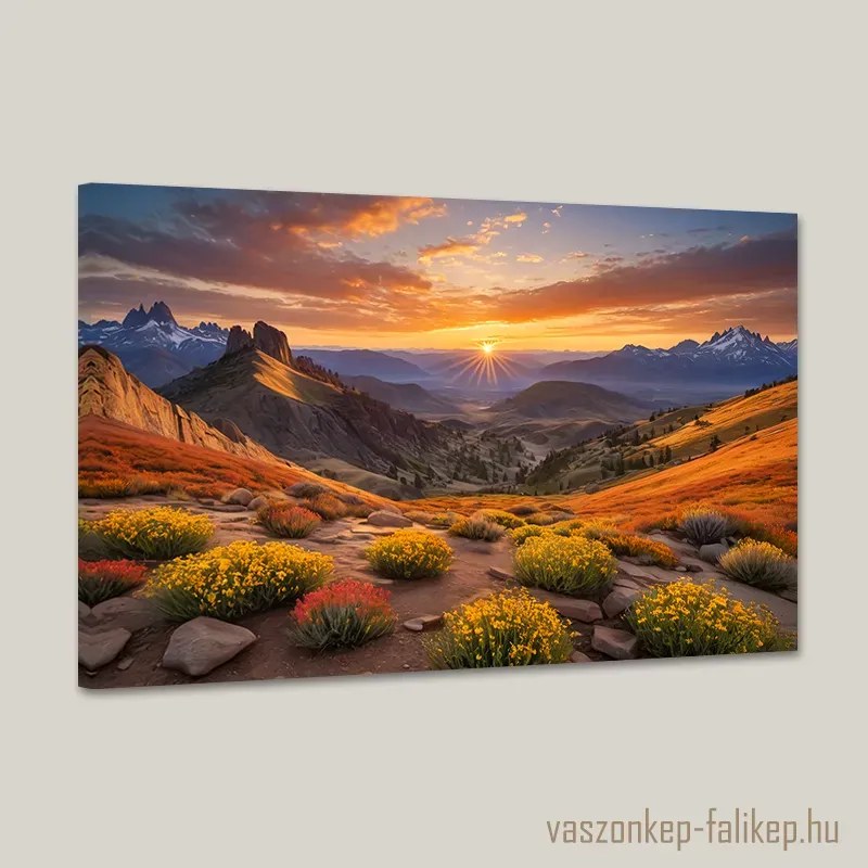 Napkelte a hegyekben tájkép – természetes harmónia otthonodban 60x40 cm
