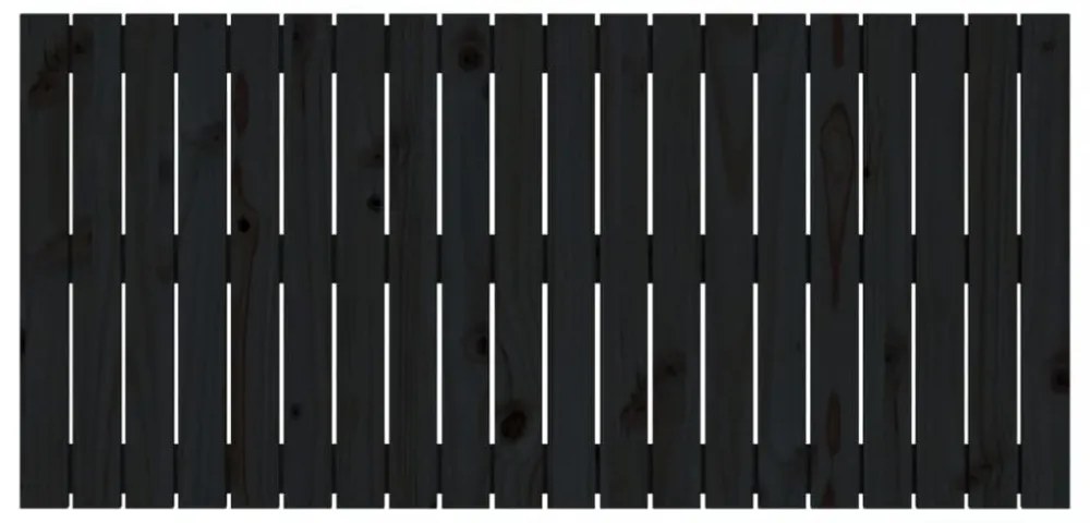 fekete tömör fenyőfa fali fejtámla 127,5 x 3 x 60 cm