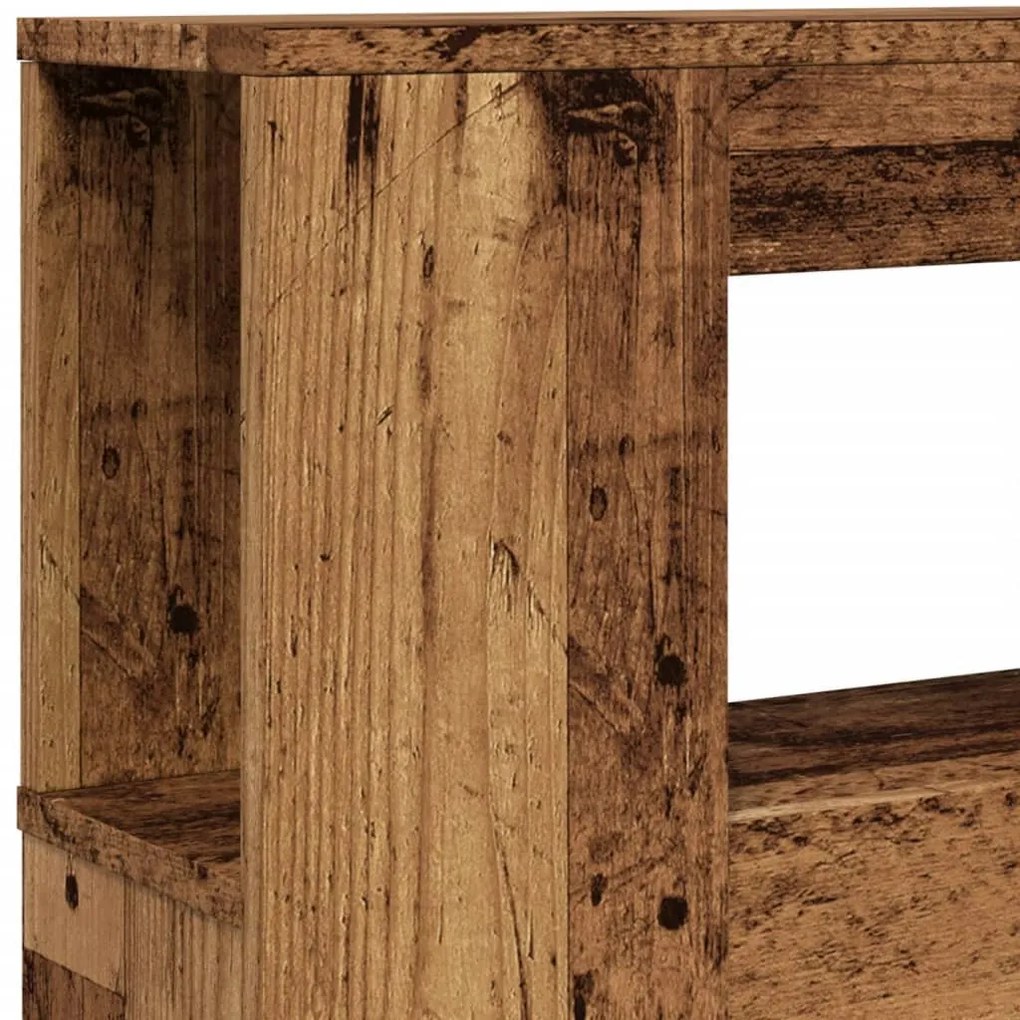 antik fa színű szerelt fa LED-es fejtámla 160x18,5x103,5 cm