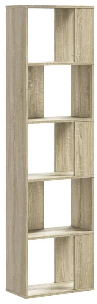 5 szintes sonoma tölgy szerelt fa könyvespolc 45x23,5x162,5 cm