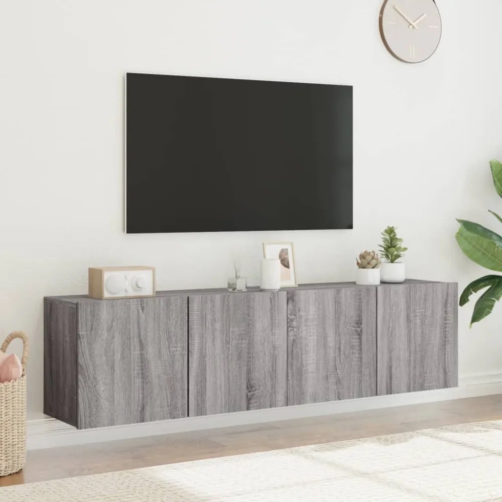 2 db szürke sonoma színű fali TV-szekrény 80 x 30 x 41 cm