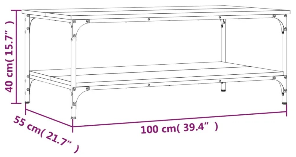 fekete szerelt fa dohányzóasztal 100 x 55 x 40 cm