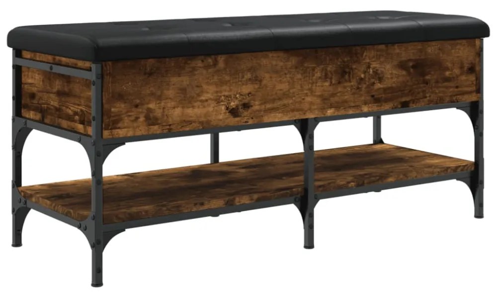 füstös tölgy színű szerelt fa cipőtároló pad 102 x 42 x 45 cm